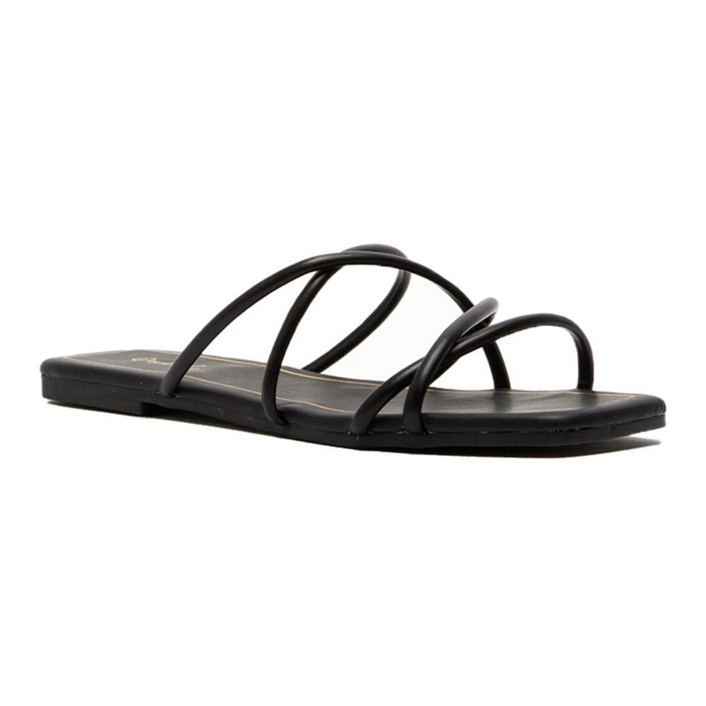 Qupid Flashy-16 Black Strappy Slide Sandals Size 6